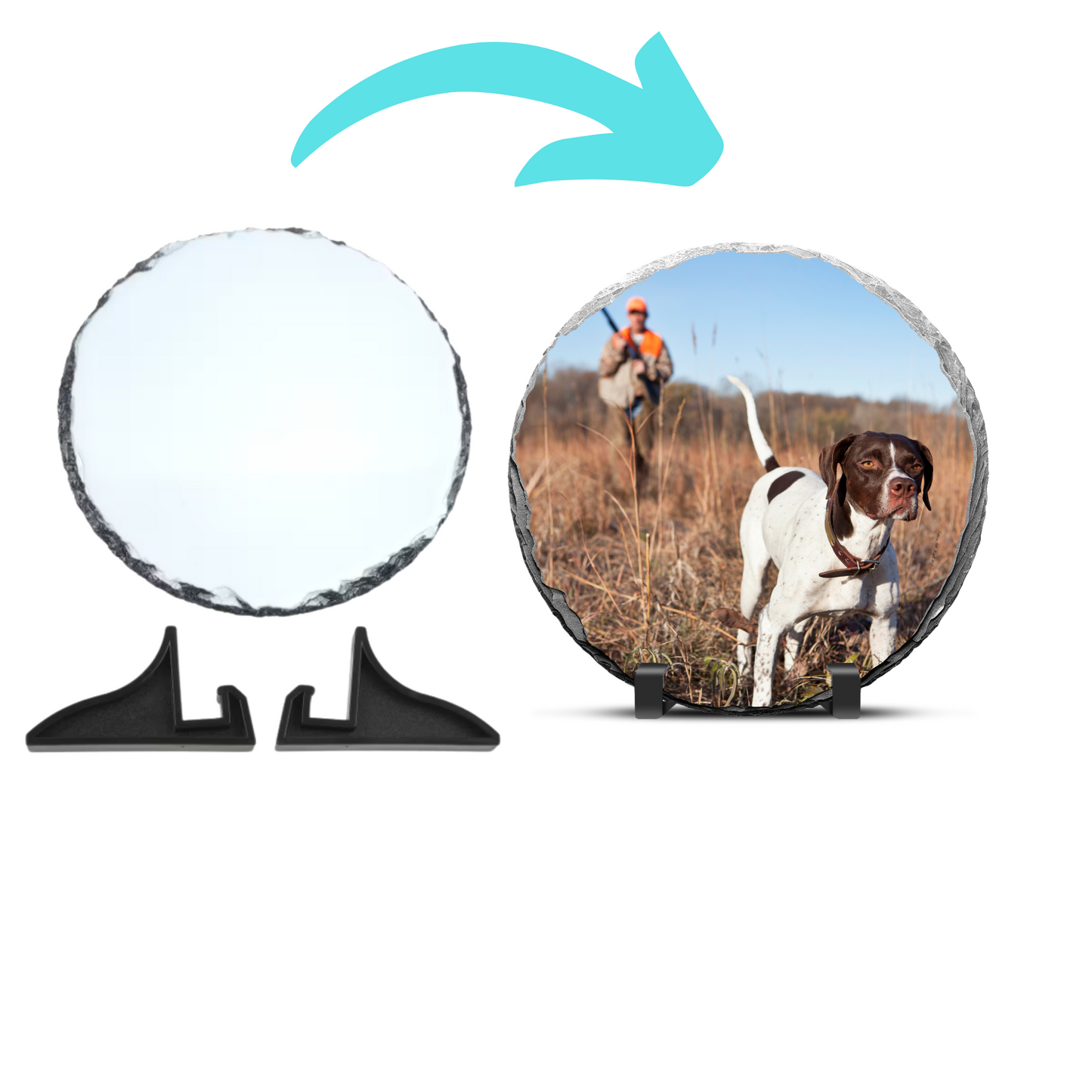 6" Round Slate Picture Frame - Personalized