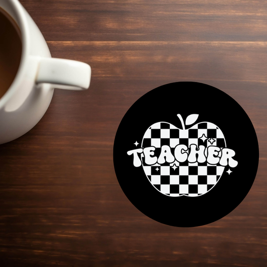 Teacher Retro Apple - 4x4 Neoprene Coaster