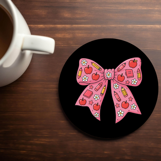 Pink Bow - 4x4 Neoprene Coaster