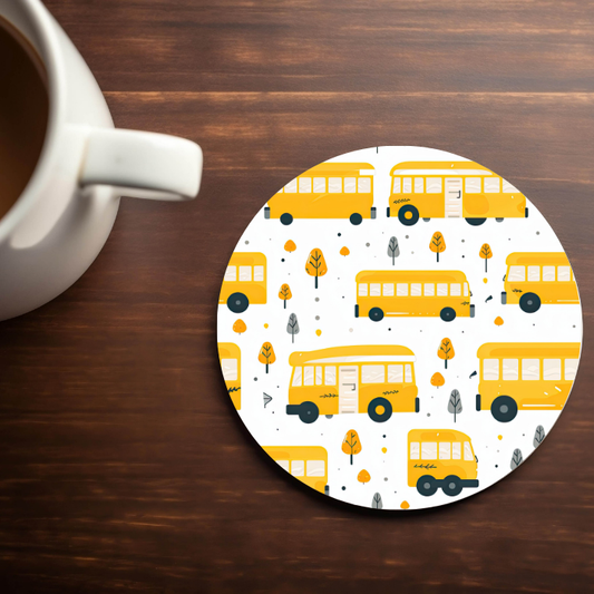 Yellow School Bus - 4x4 Neoprene Coaster