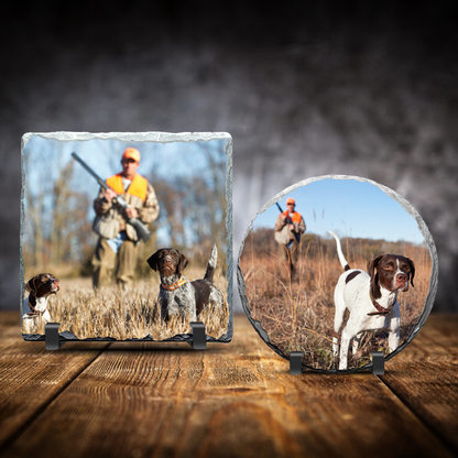 6" Round Slate Picture Frame - Personalized