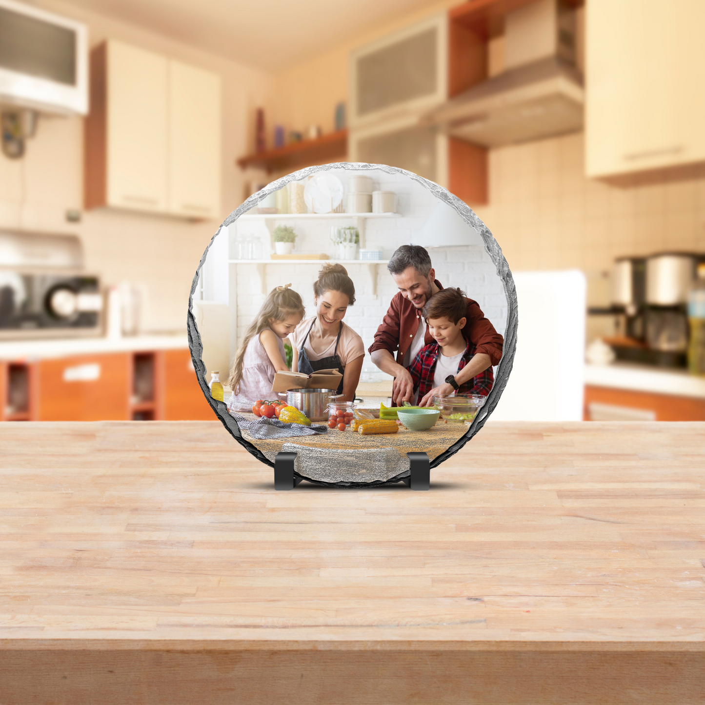 6" Round Slate Picture Frame - Personalized