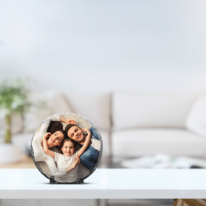 6" Round Slate Picture Frame - Personalized