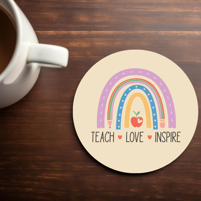 Teach Rainbow - 4x4 Neoprene Coaster