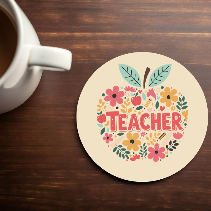 Teacher Apple - 4x4 Neoprene Coaster
