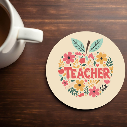 Teacher Apple - 4x4 Neoprene Coaster