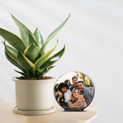 6" Round Slate Picture Frame - Personalized