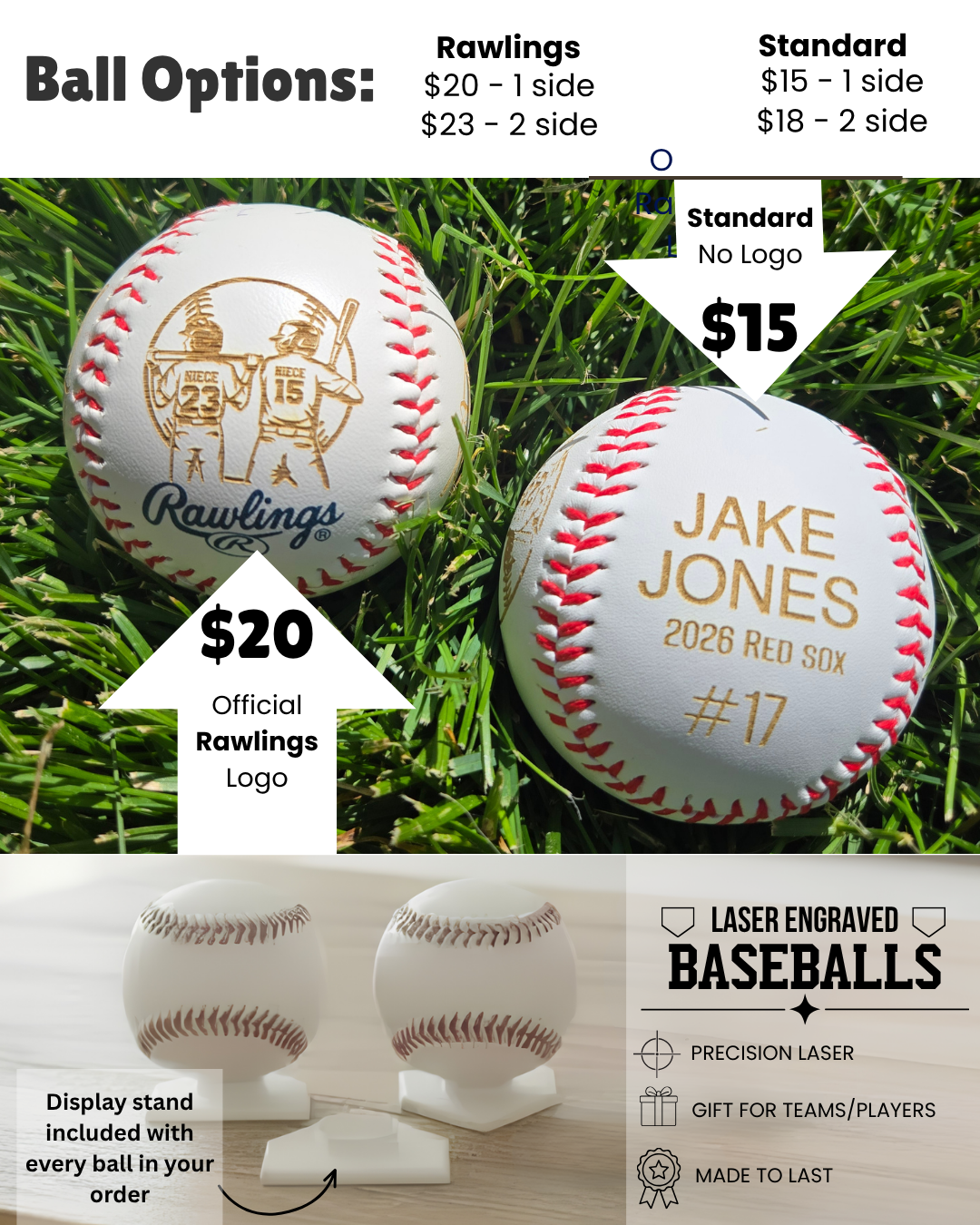 Baseball - Personalized Laser Engraved Design