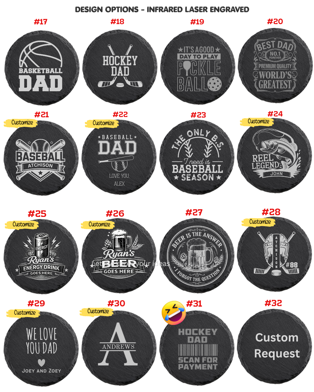 Custom engraved - Slate Coaster